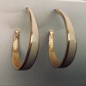 Vintage Enamel White and Gold Earrings